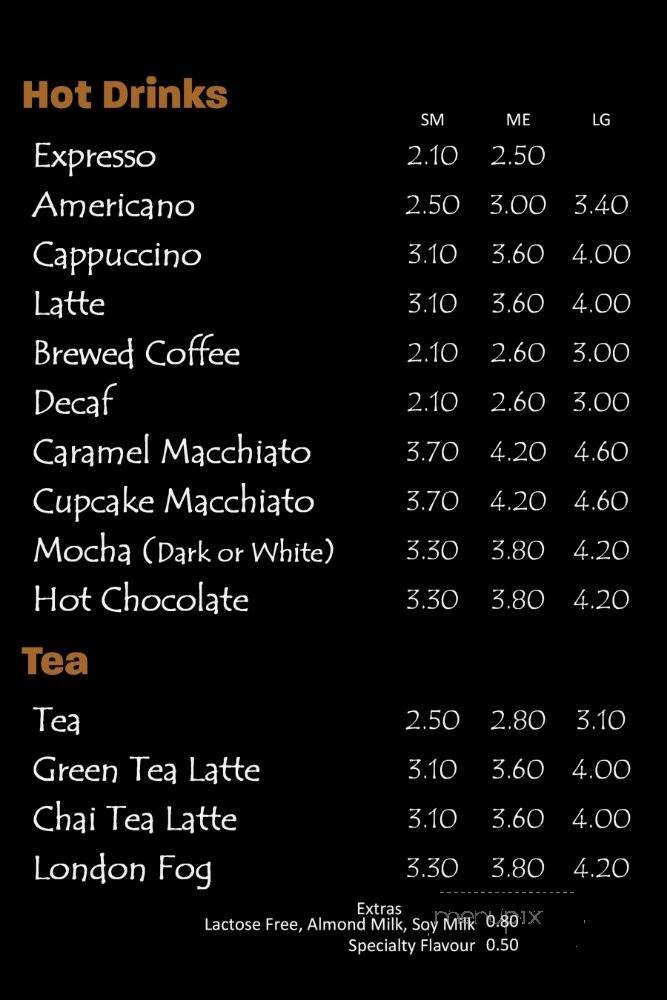 Frosting Cupcakery - Langley, BC menu_pic