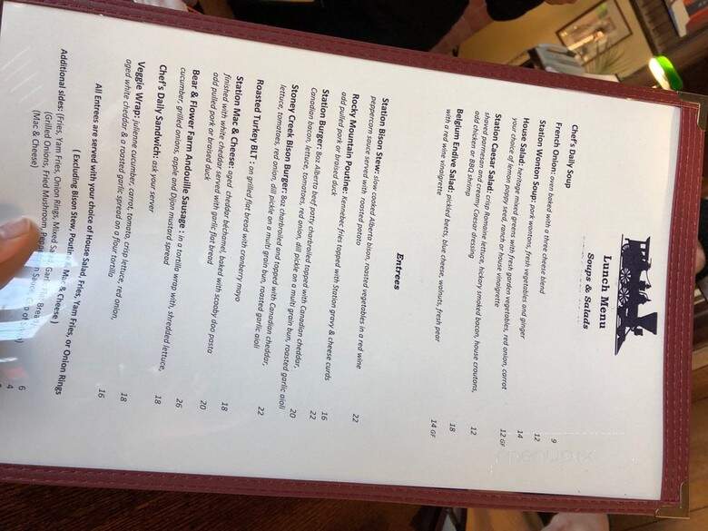 Lake Louise Station Restaurant - Lake Louise, AB menu_pic