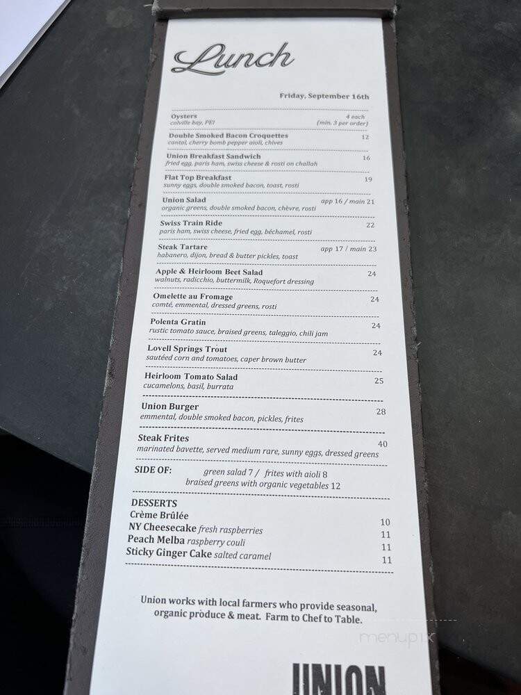 Union - Toronto, ON menu_pic