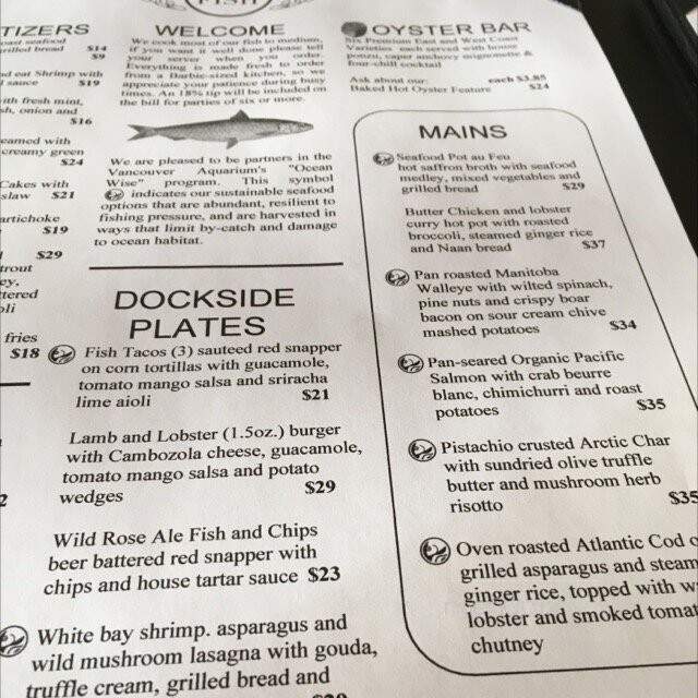 Big Fish Dockside - Calgary, AB menu_pic