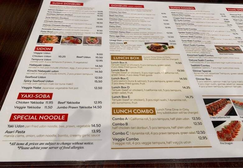 Hime Sushi - Vancouver, BC menu_pic