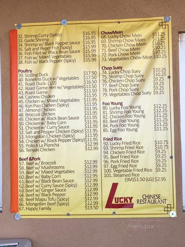 Luckys Chinese Restaurant - Vancouver, BC menu_pic