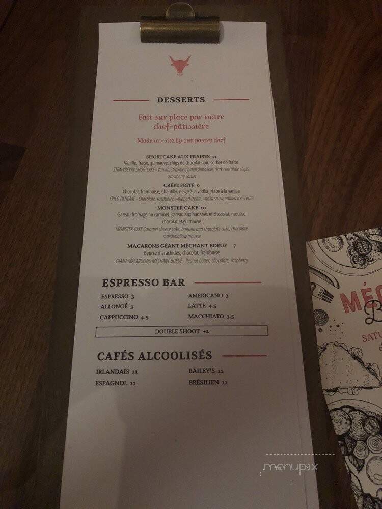 Mechant Boeuf Bar Brasserie - Montreal, QC menu_pic