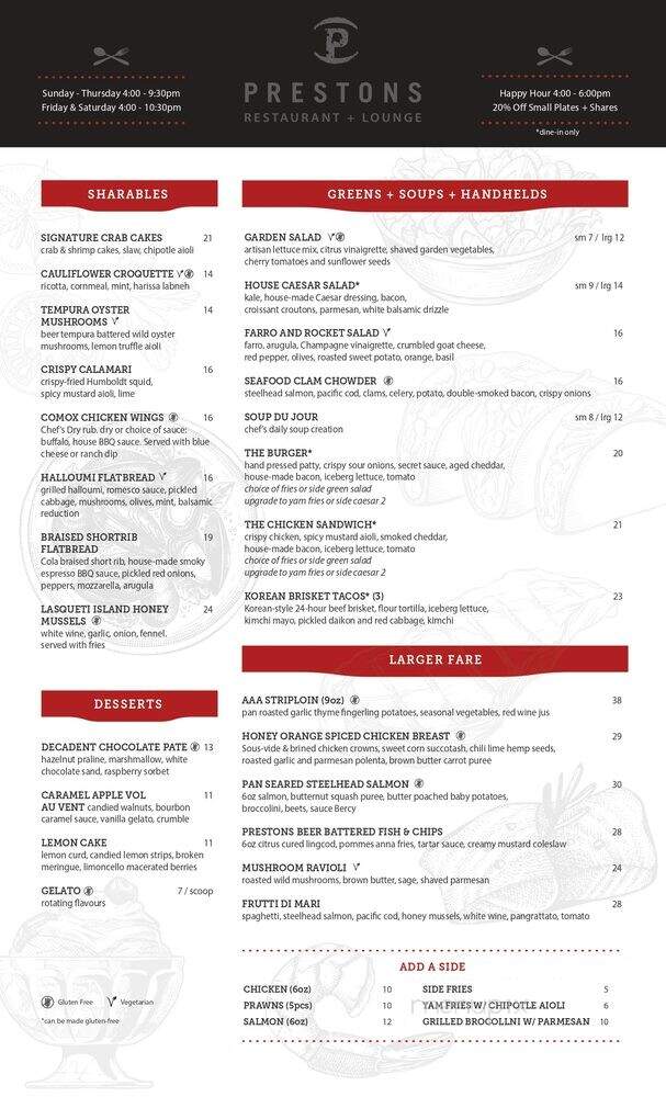 Prestons - Vancouver, BC menu_pic