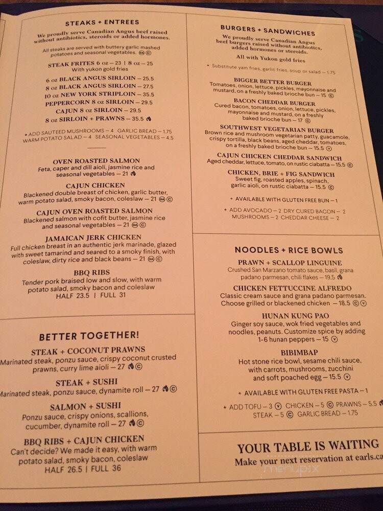 Earl's - Calgary, AB menu_pic