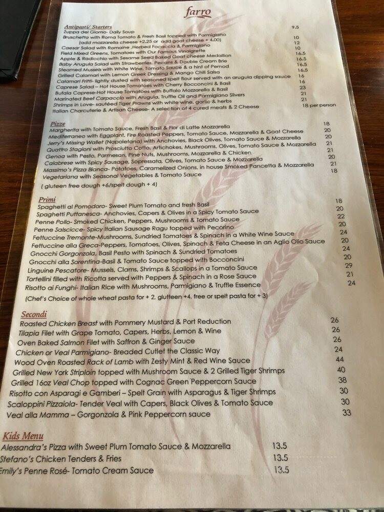 Farro - Vaughan, ON menu_pic