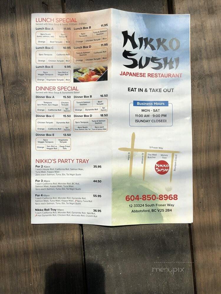 Nikko Japanese - Abbotsford, BC menu_pic