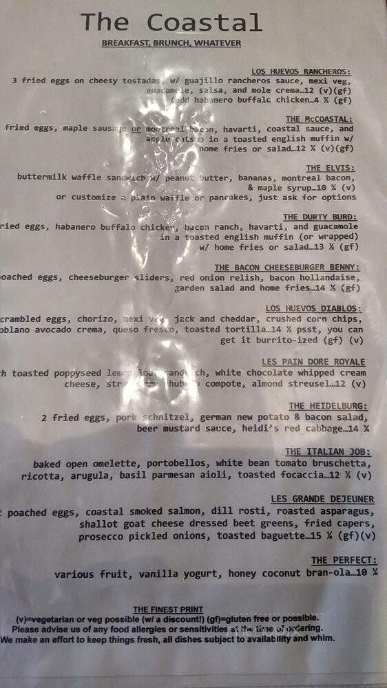 Coastal Cafe - Mulgrave, NS menu_pic