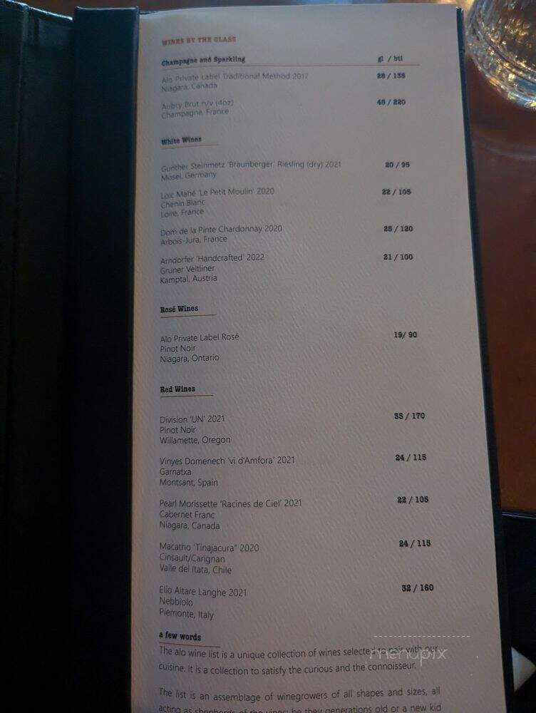 Allo Trattoria Bar - Toronto, ON menu_pic