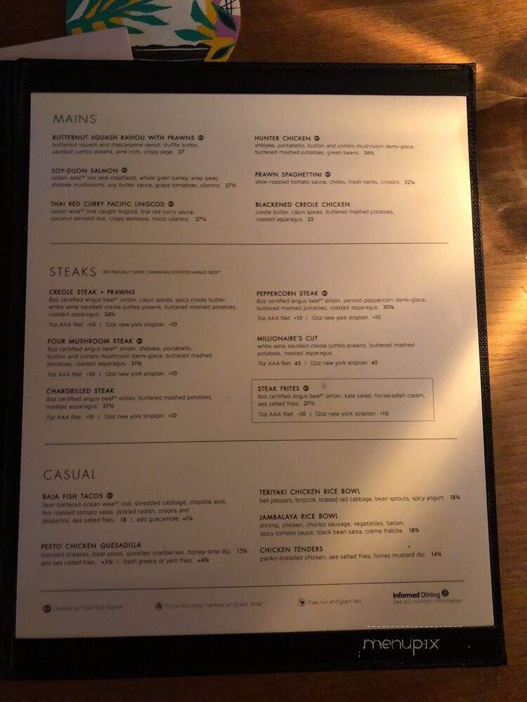 Cactus Club Cafe - Vancouver, BC menu_pic
