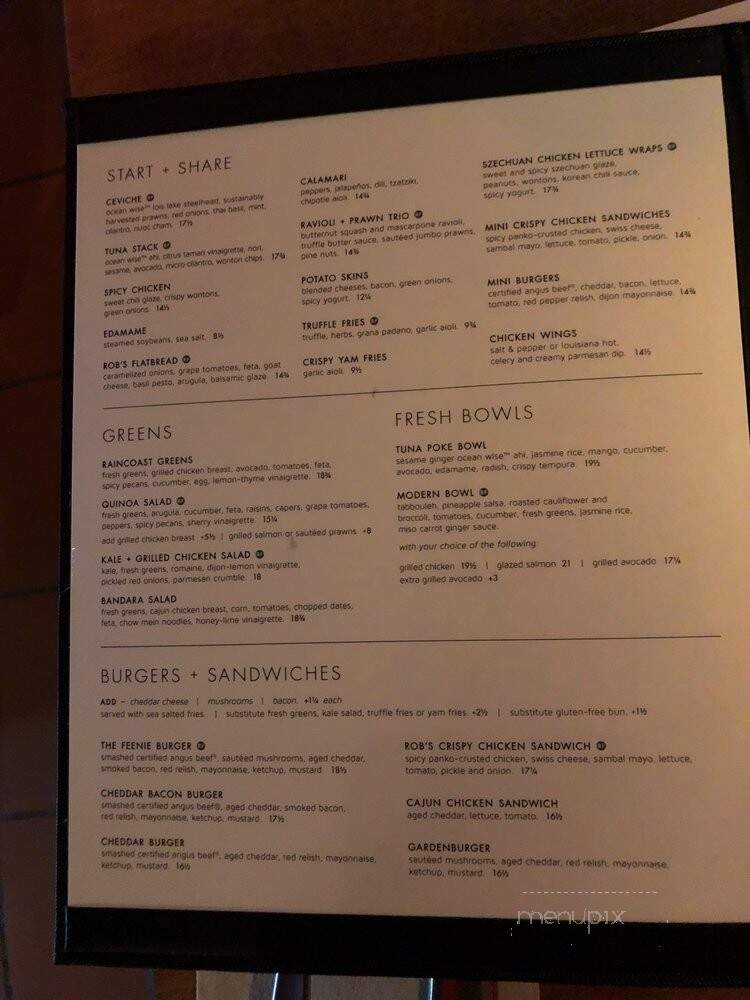 Cactus Club Cafe - Vancouver, BC menu_pic
