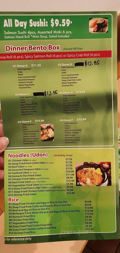Komachi Japanese Restaurant - Aurora, ON menu_pic