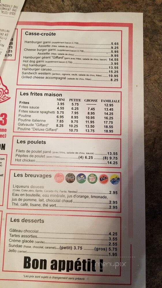 Pizza Giffard - Quebec, QC menu_pic