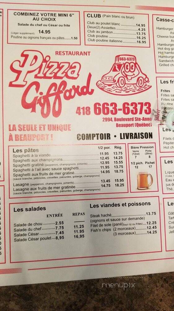Pizza Giffard - Quebec, QC menu_pic
