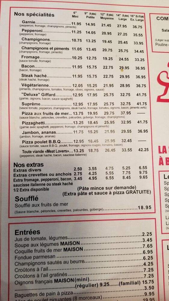 Pizza Giffard - Quebec, QC menu_pic