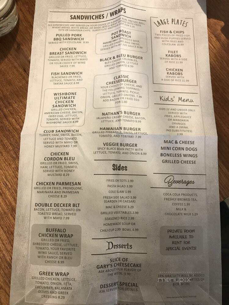Wishbone Restaurant Steakhouse & Tavern - Bolton, ON menu_pic