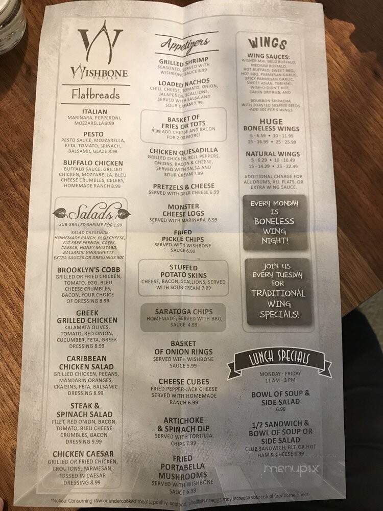 Wishbone Restaurant Steakhouse & Tavern - Bolton, ON menu_pic
