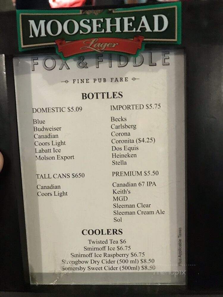 Fox & Fiddle Precinct - Etobicoke, ON menu_pic
