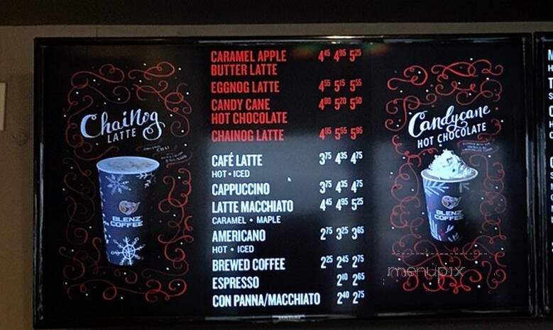 Blenz Coffee - Vancouver, BC menu_pic