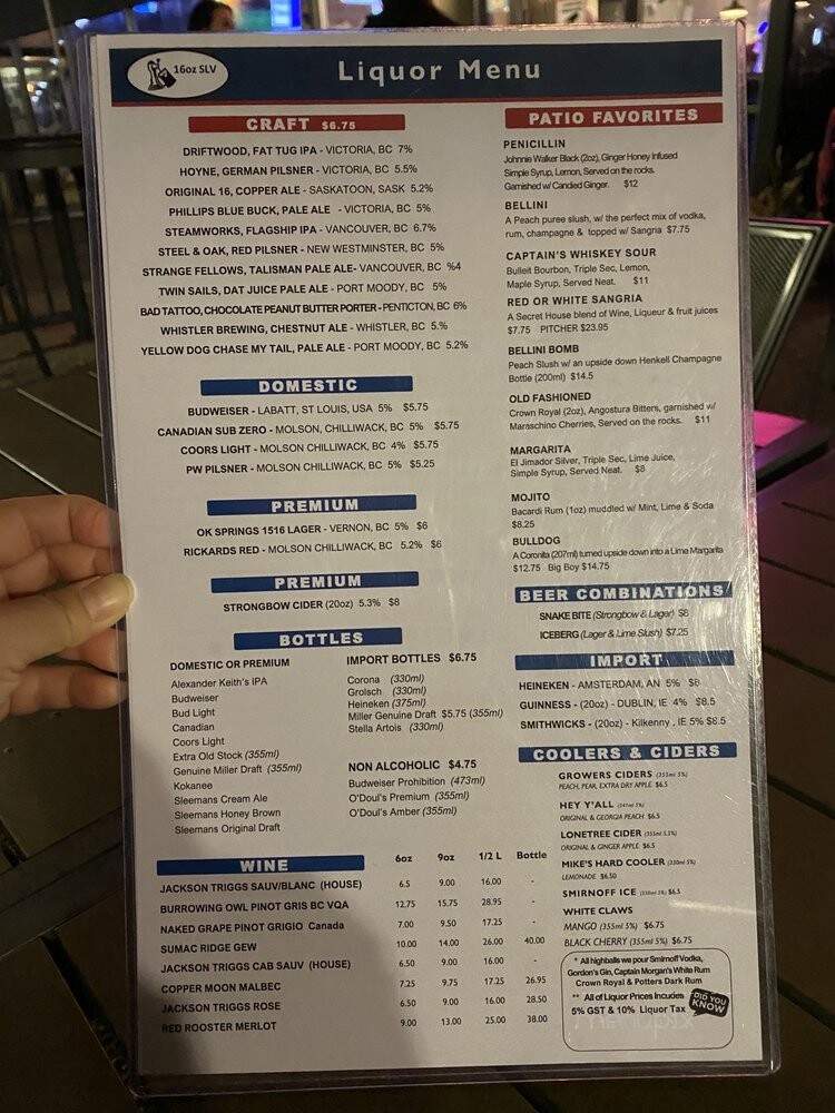 Paddlewheeler Neighbourhood Pub - New Westminster, BC menu_pic