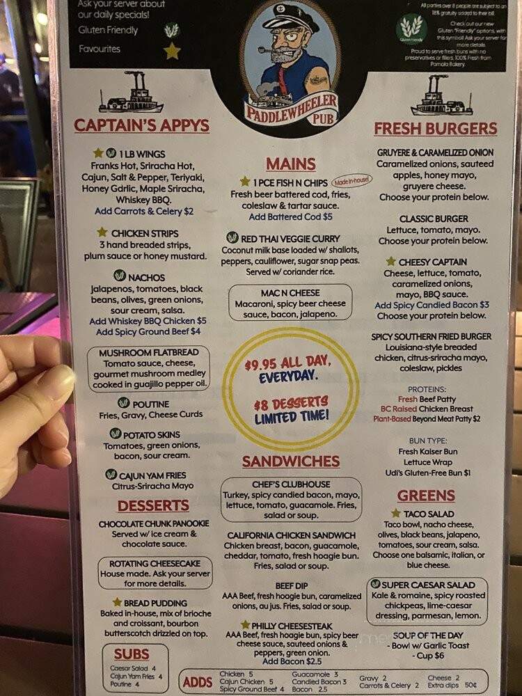 Paddlewheeler Neighbourhood Pub - New Westminster, BC menu_pic