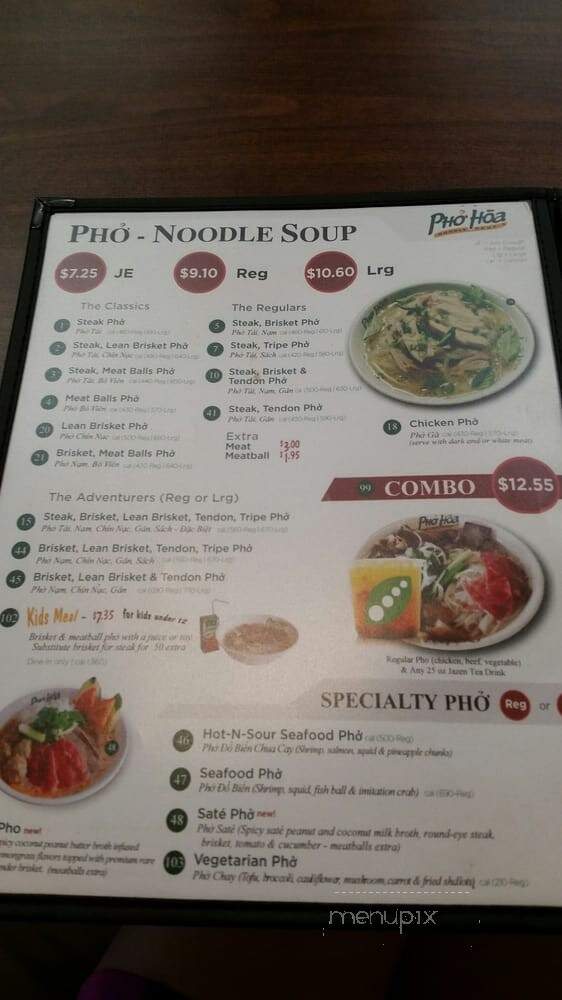 Pho Hoa Restaurant - Vancouver, BC menu_pic
