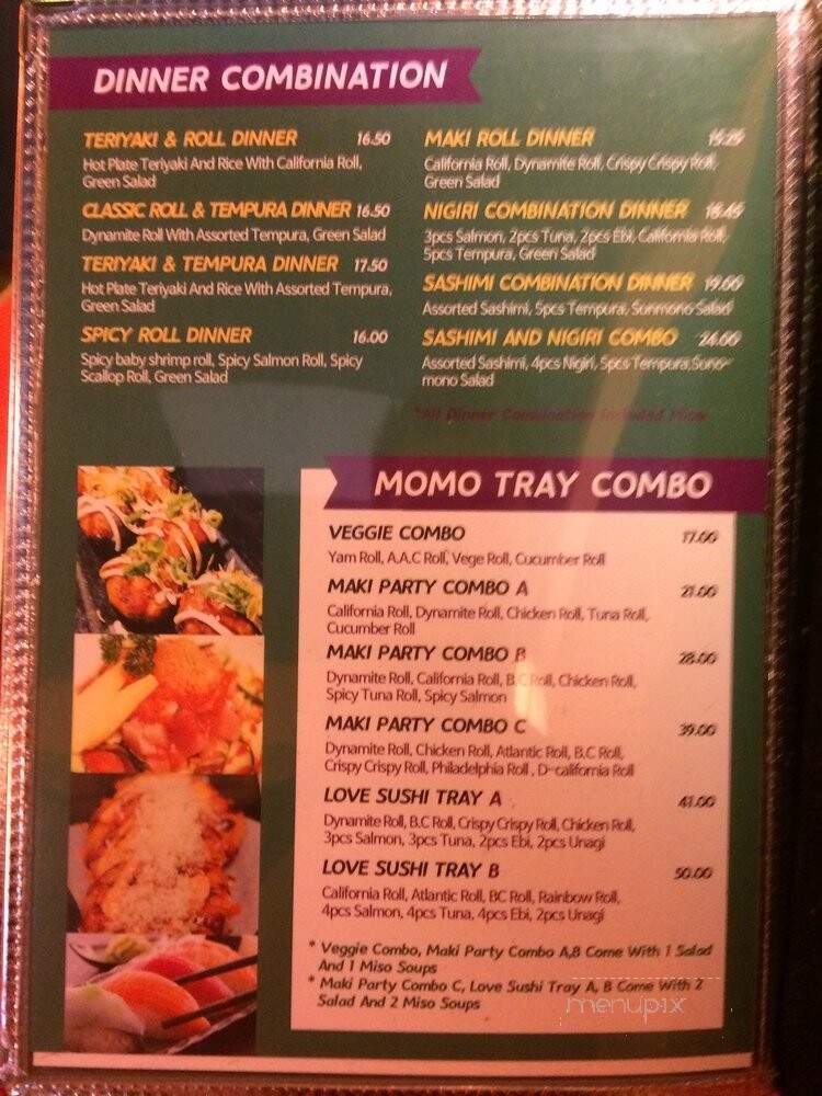 Momo Sushi - Westbank, BC menu_pic