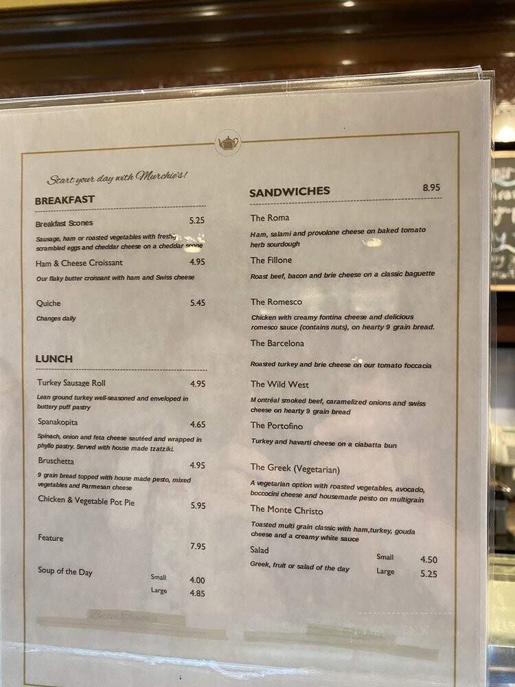 Murchie's - Victoria, BC menu_pic