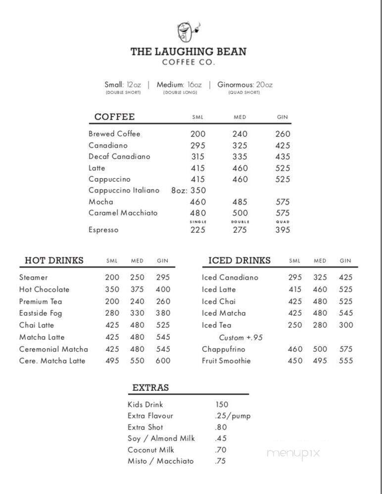 Laughing Bean Coffee - Vancouver, BC menu_pic