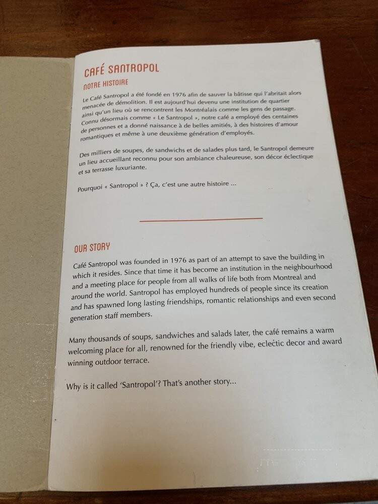 Cafe Santropol - Montreal, QC menu_pic