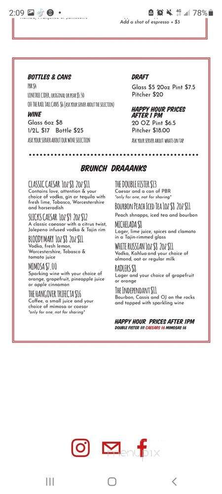 Slickity Jim's Chat & Chew - Vancouver, BC menu_pic