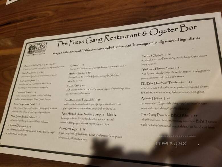 The Press Gang - Halifax, NS menu_pic