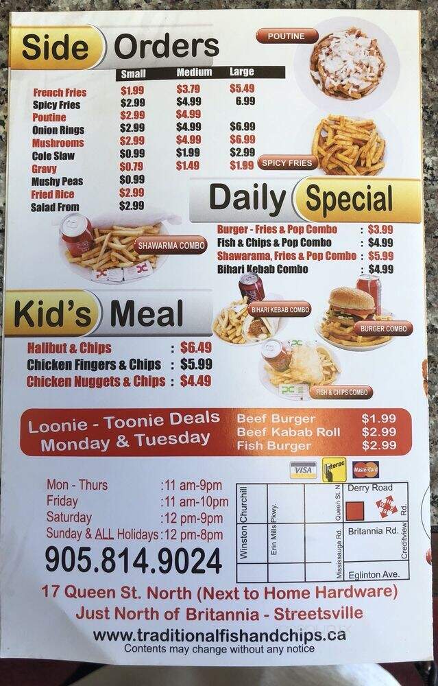 Traditional Fish & Chips - Mississauga, ON menu_pic