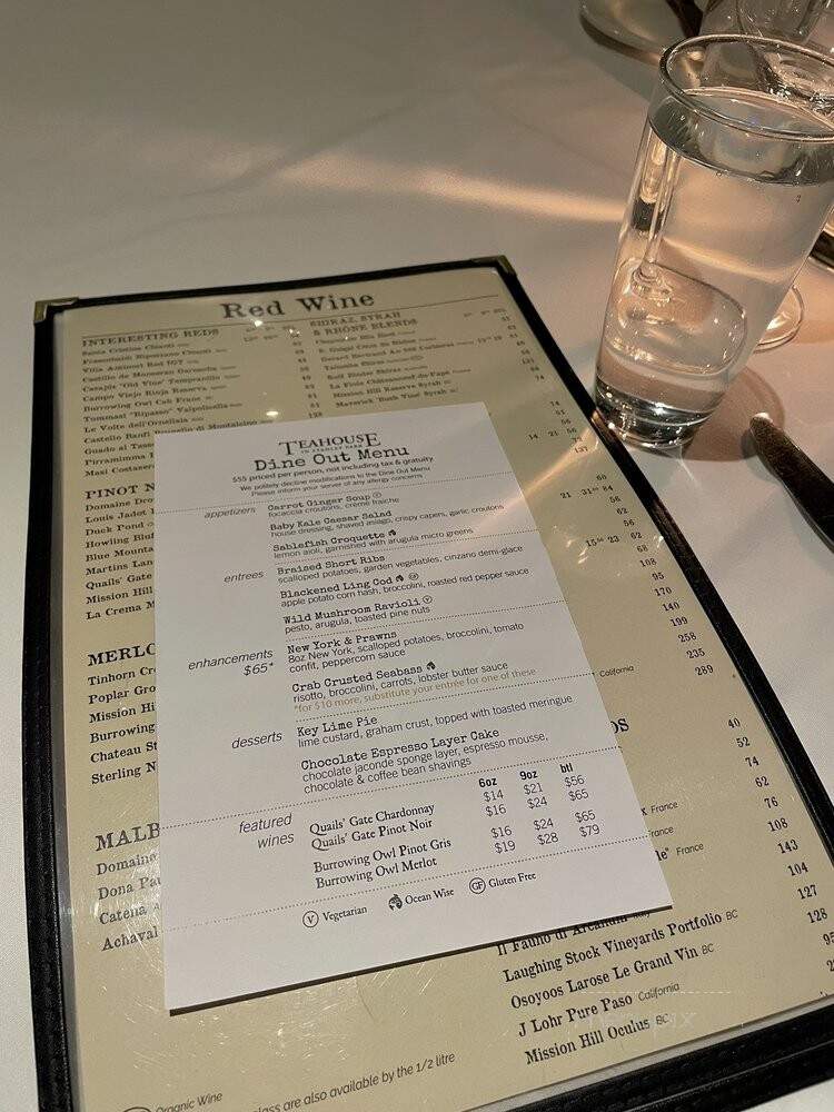 Teahouse Restaurant - Vancouver, BC menu_pic