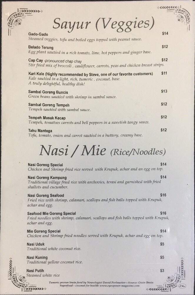 Indonesian Kitchen - Calgary, AB menu_pic