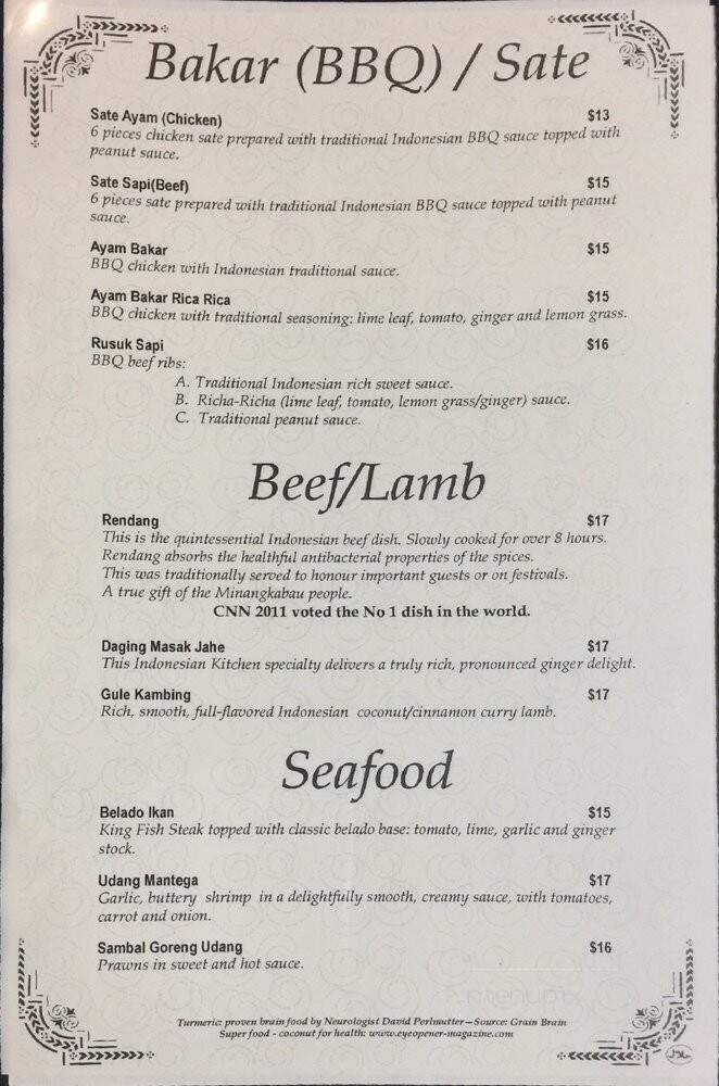Indonesian Kitchen - Calgary, AB menu_pic