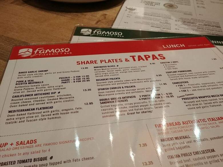 Famoso Neapolitan Pizzeria - Edmonton, AB menu_pic