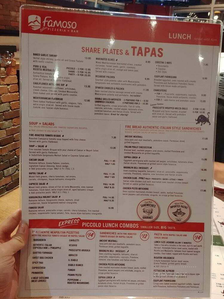 Famoso Neapolitan Pizzeria - Edmonton, AB menu_pic
