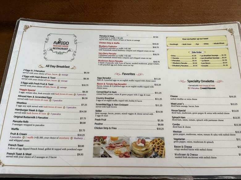 Amigo Pancake House Restaurant - Port Coquitlam, BC menu_pic