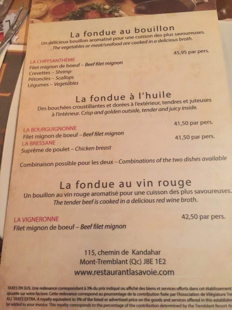Restaurant La Savoie - Mont-Tremblant, QC