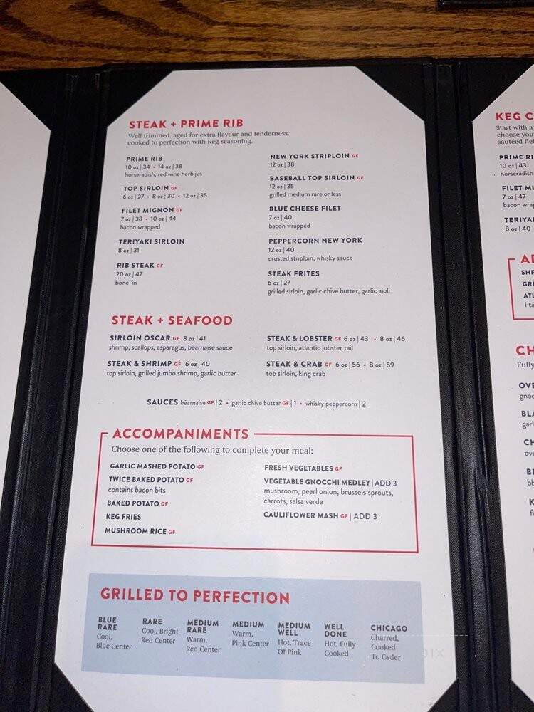 Keg Steakhouse & Bar - Calgary, AB menu_pic