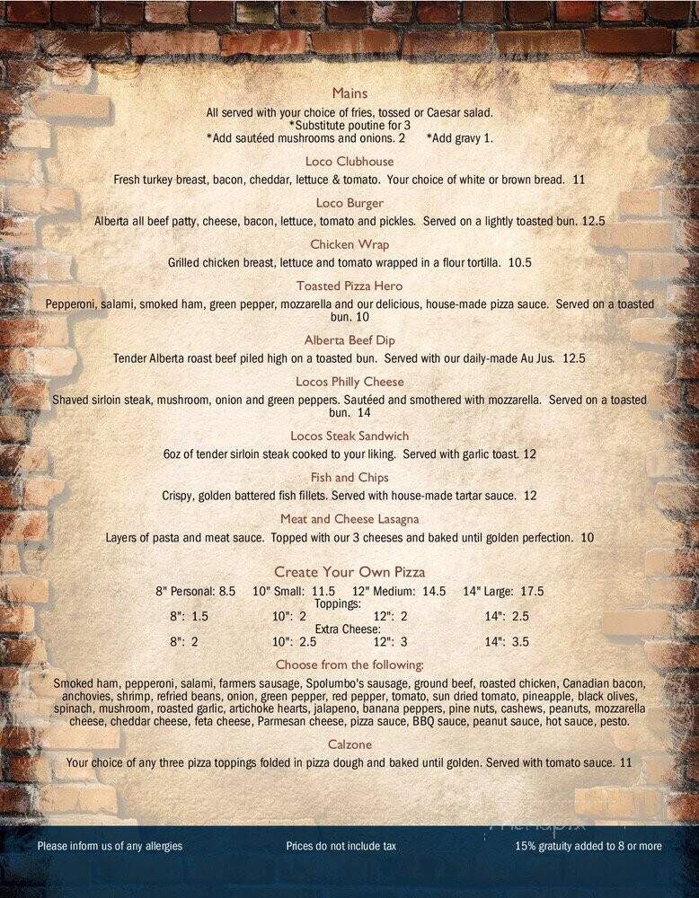 Poco Loco Pizza - Calgary, AB menu_pic