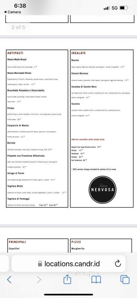 Cafe Nervosa - Toronto, ON menu_pic