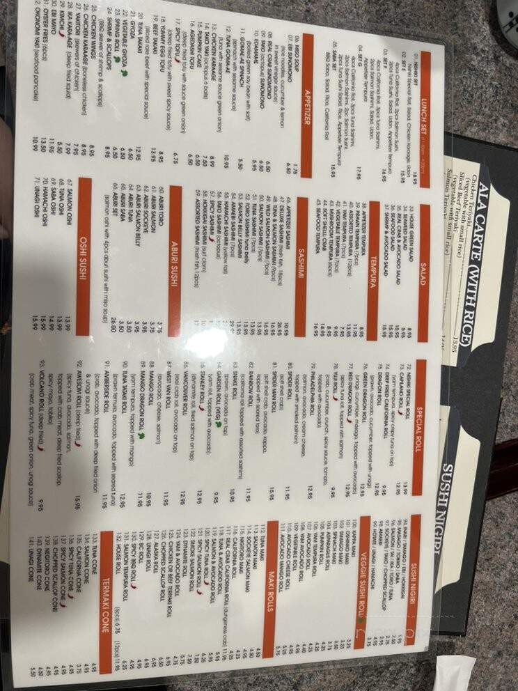 Nishiki Sushi Restaurant - West Vancouver, BC menu_pic