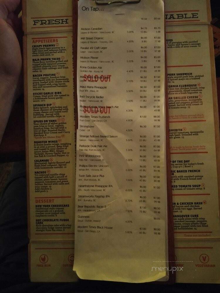 Hop & Vine Pub - Burnaby, BC menu_pic