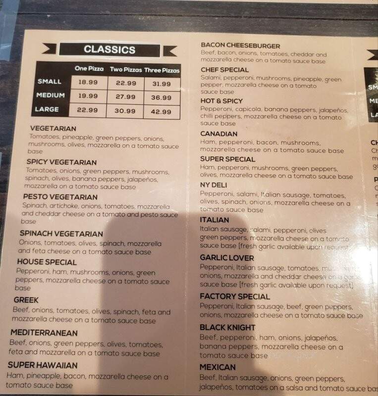 Pizza Factory - Burnaby, BC menu_pic