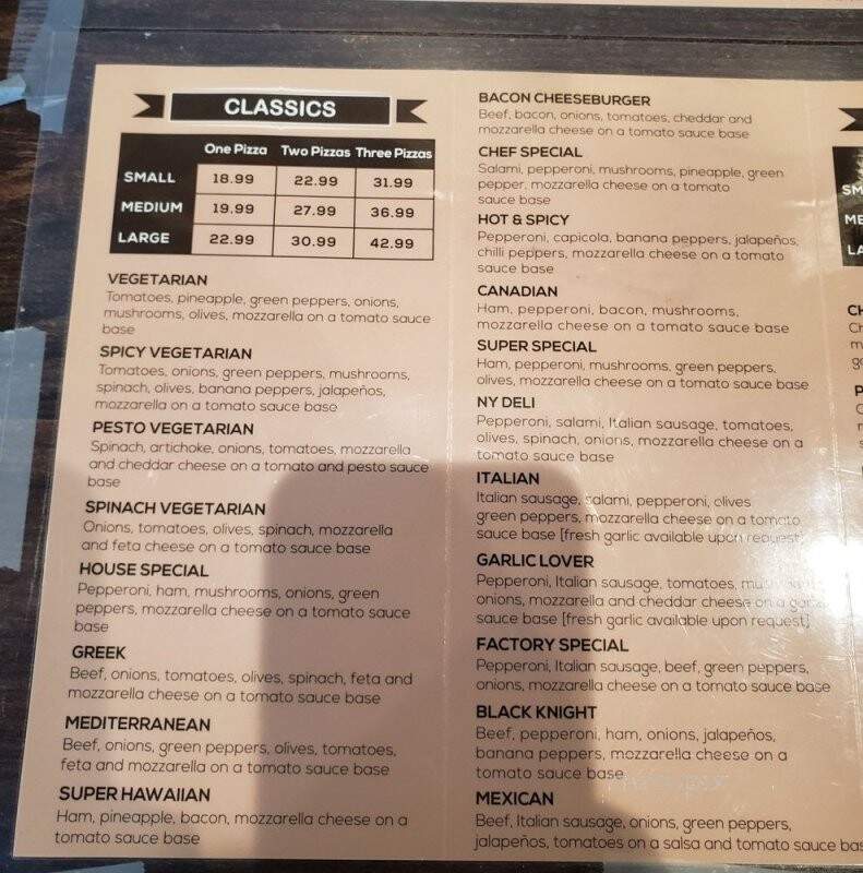 Pizza Factory - Burnaby, BC menu_pic
