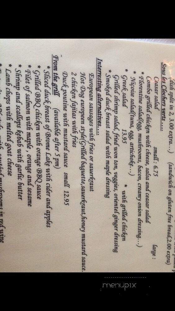 Restaurant Aux 2 Clochers - Frelighsburg, QC menu_pic