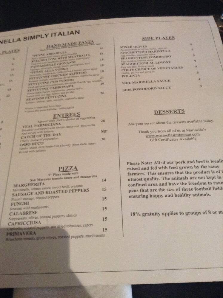 Marinela-Wedge Pizza & Pasta Bar - Toronto, ON menu_pic