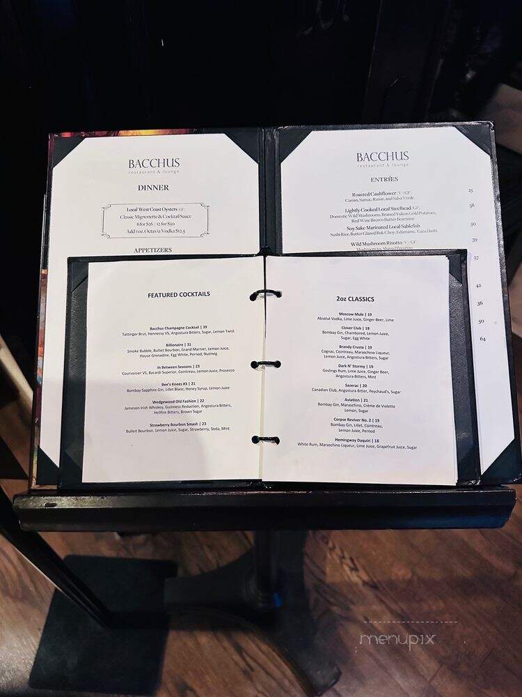 Bacchus Restaurant and Lounge - Vancouver, BC menu_pic